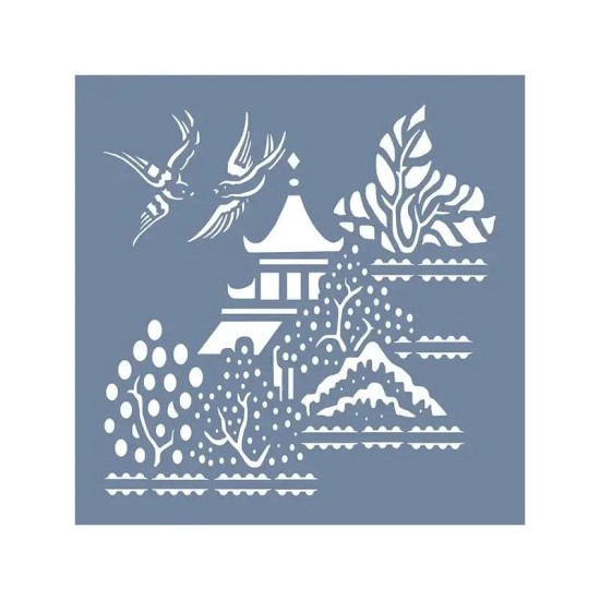 EHBÇ05 Japon Bahçesi Desen Stencil 45x45cm