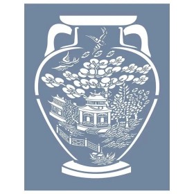 EHBL01 Blue Blanc Vazo Desen Stencil 35x45cm