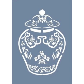 EHBL02 Blue Blanc Vazo Desen Stencil 15x20cm