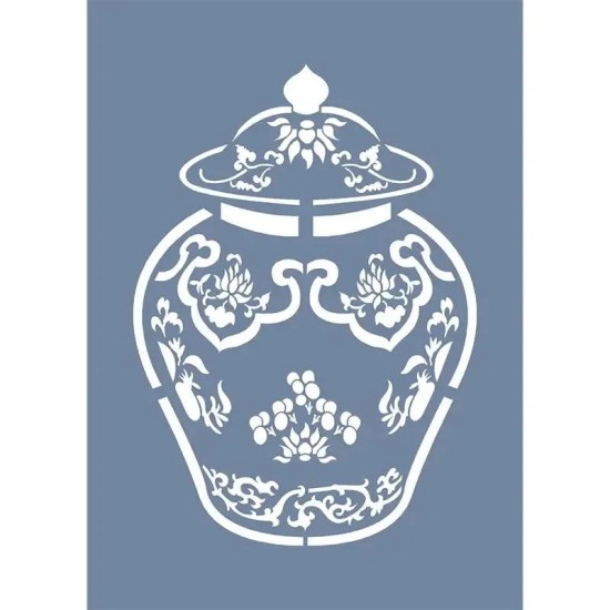 EHBL02 Blue Blanc Vazo Desen Stencil 15x20cm