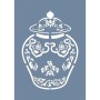 EHBL02 Blue Blanc Vazo Desen Stencil 15x20cm