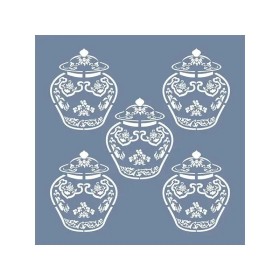 EHBL05 Blue Blanc Vazo Desen Stencil 45x45cm