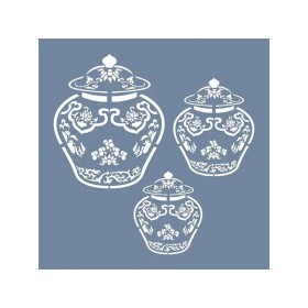 EHBL08 Blue Blanc Vazo Desen Stencil 45x45cm