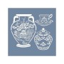 EHBL09 Blue Blanc Vazo Desen Stencil 45x45cm