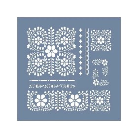 EHD69 Bordür Model Çiçek Desenli Stencil 20x20 cm
