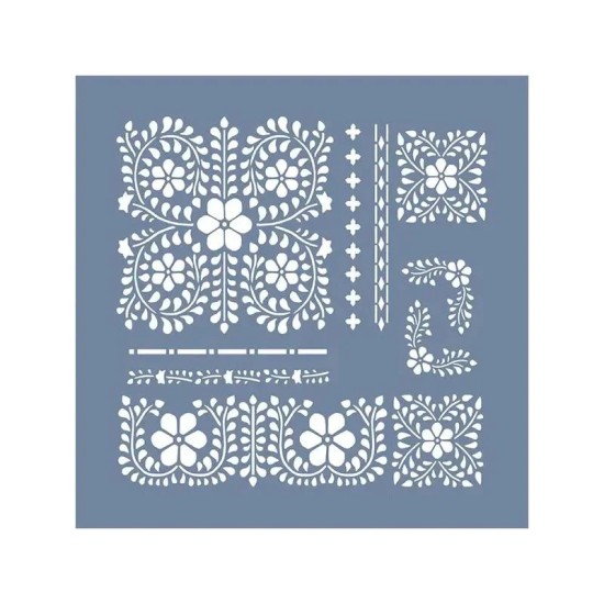 EHD69 Bordür Model Çiçek Desenli Stencil 40x40 cm