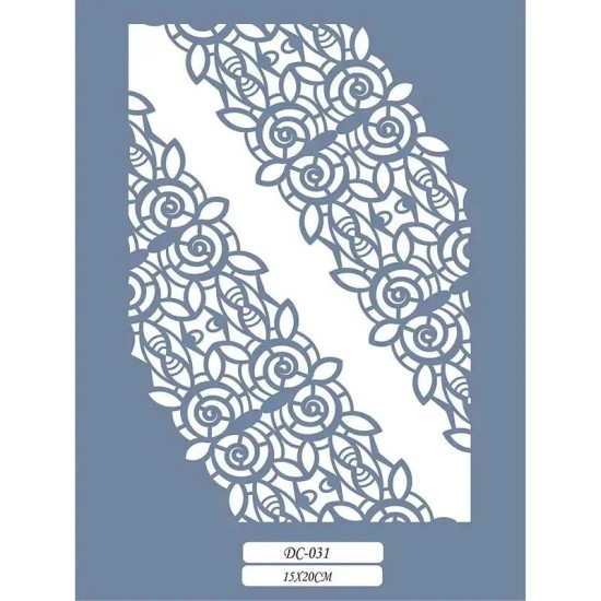 DC31 Floral Dantel Model Stencil 15x20cm