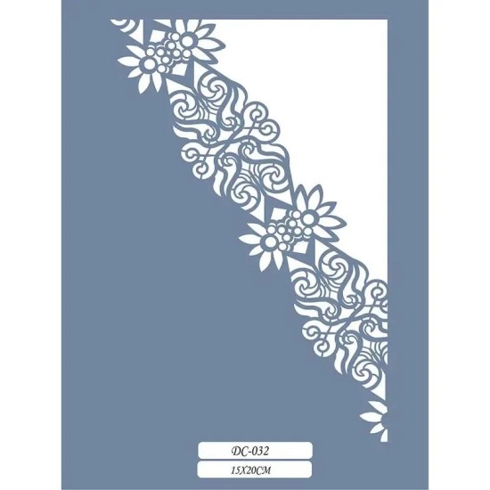 DC32 Floral Dantel Model Stencil 15x20cm