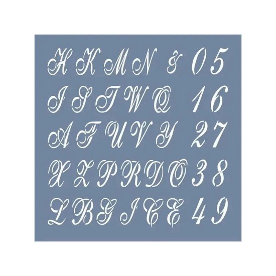 EHY82 Alfabe ve Numara Desen Stencil 25x25cm