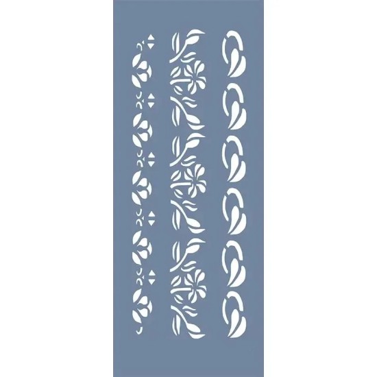 EHB39 Çiçekli Şerit Desen Stencil 10x25cm