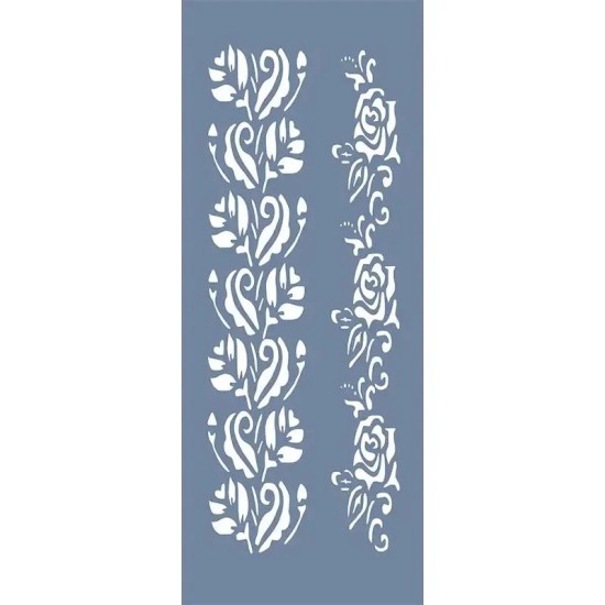 EHB45 Gül Şerit Desen Stencil 10x25cm