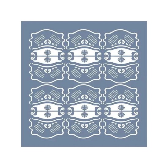 EHBL12 Blue Blanc Dama Desen Stencil 45x45cm