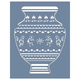 EHBL11 Blue Blanc Vazo Desen Stencil 35x45cm