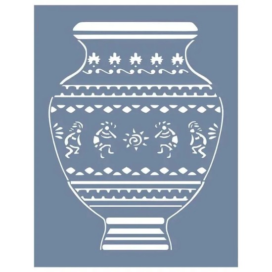 EHBL11 Blue Blanc Vazo Desen Stencil 35x45cm