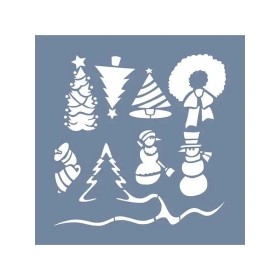 EHYB45 Yılbaşı Süsü Desen Stencil 20x20cm