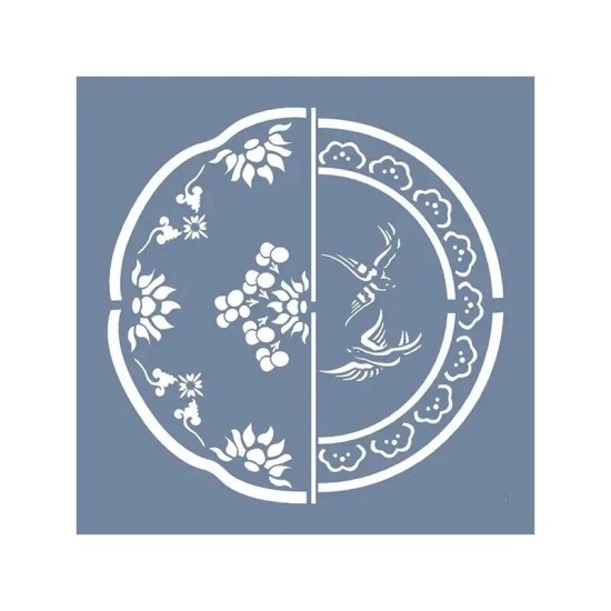 EHBL13 Blue Blanc Tabak Desen Stencil 60x60cm