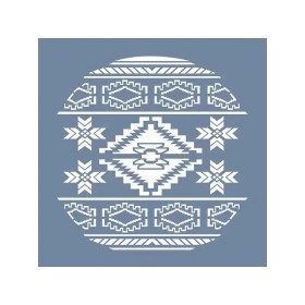 EHBL14 Blue Blanc Kilim Desen Stencil 40x40cm