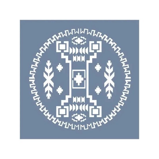 EHBL15 Blue Blanc Kilim Desen Stencil 45x45cm