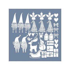 EHYB66 Yılbaşı Süsleri Desen Stencil 45x45cm