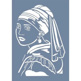 EHS03 İnci Küpeli Kadın Desen Stencil 25x35cm