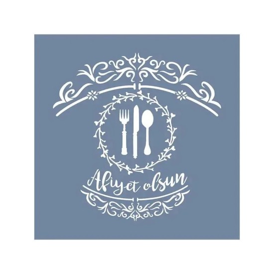EHMK03 Afiyet Olsun Desen Stencil 40x40cm