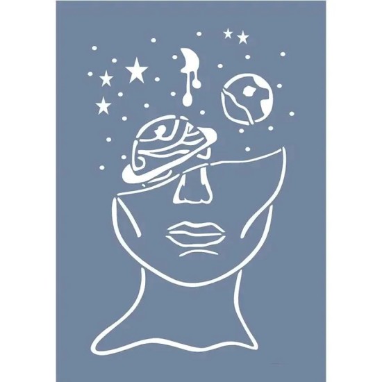 EHK11 Kadın Portre Desen Stencil 25x35cm