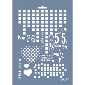 MA77 Mix Media Geometrik Yazı Stencil 21x29cm