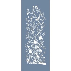 EHB49 Kuşlu Çiçek Stencil 10x25cm