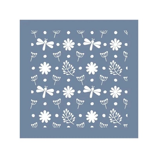 EHB182 Kelebek ve Çiçek Stencil 20x20cm