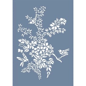 EHB303 Kuş ve Çiçek Stencil 25x35cm