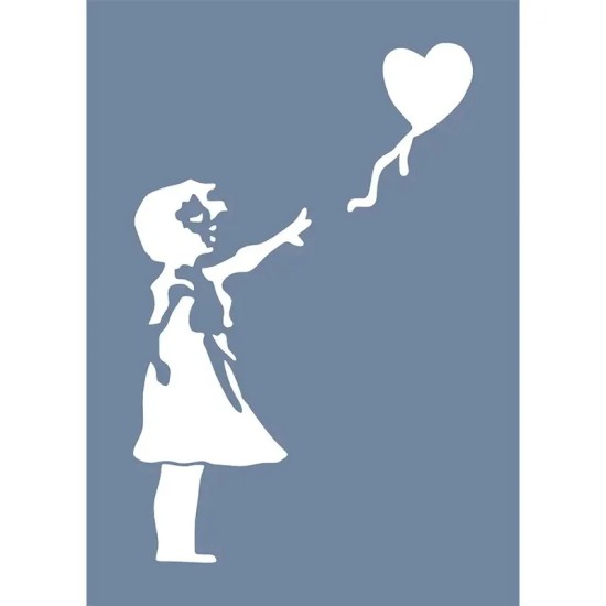 EHÇ62 Balonlu Kız Stencil 25x35cm