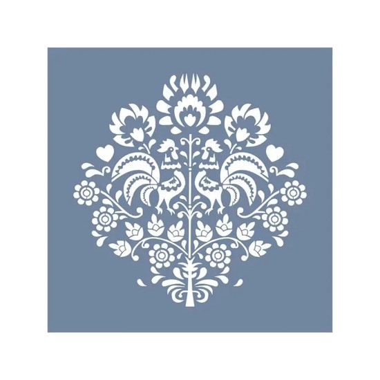 EHFL34 Kuş ve Çiçek Stencil 20x20cm
