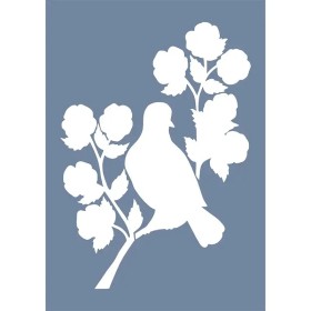 EHH77 Kuş ve Çiçek Stencil 25x35cm