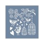 EHH82 Kuş ve Çiçek Stencil 40x40cm