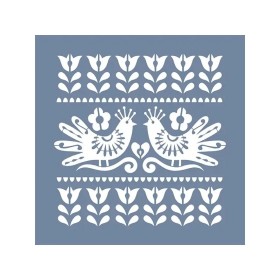 EHH92 Kuş ve Çiçek Stencil 40x40cm