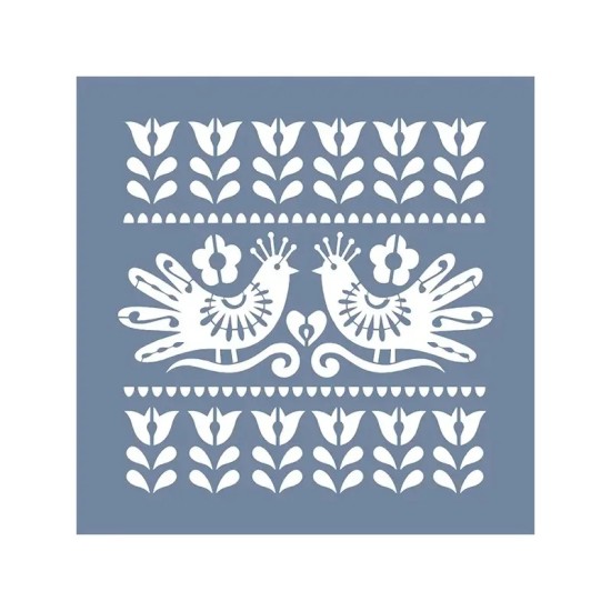 EHH92 Kuş ve Çiçek Stencil 40x40cm