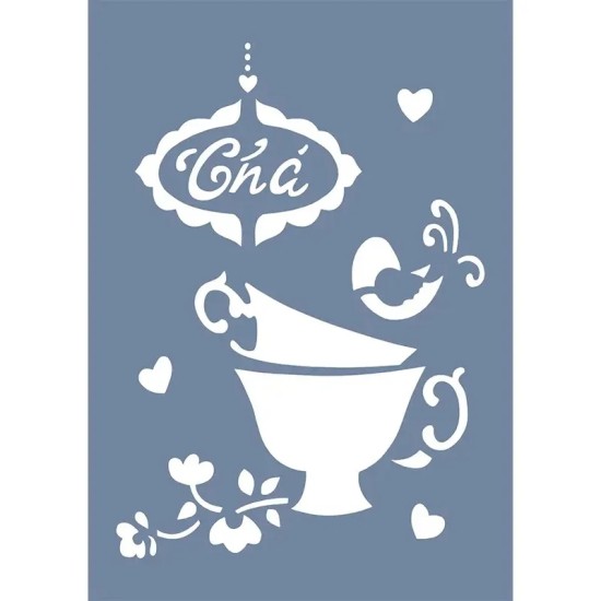 EHMK07 Çay Fincanı Stencil 21x30cm
