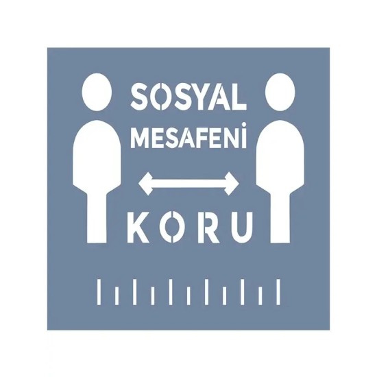 EHSM08 Sosyal Mesafe Stencil 40x40cm