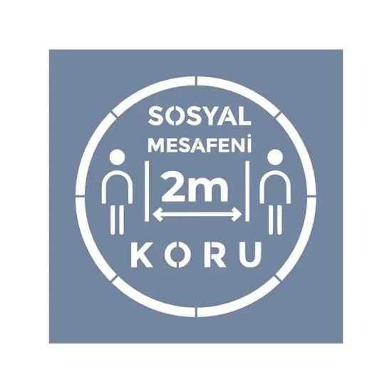 EHSM09 Sosyal Mesafe Stencil 20x20cm
