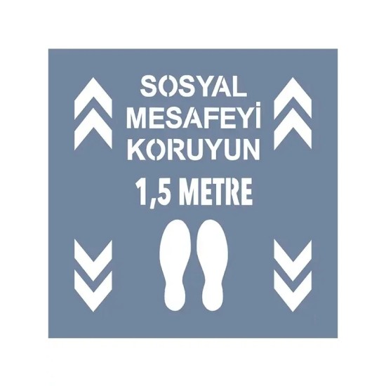 EHSM13 Sosyal Mesafe Stencil 60x60cm