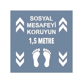 EHSM14 Sosyal Mesafe Stencil 40x40cm