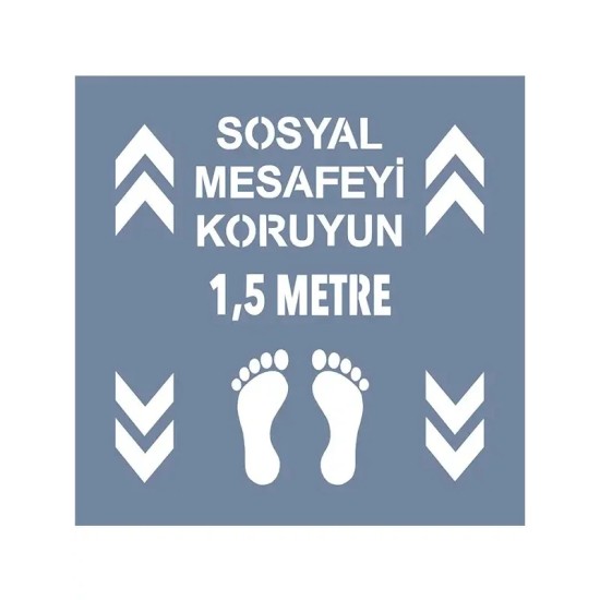 EHSM14 Sosyal Mesafe Stencil 40x40cm