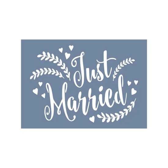 EHY136 Just Married Stencil 25x35cm