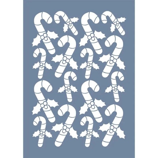 EHYB81 Yılbaşı Şeker Kamışı Stencil 25x35cm