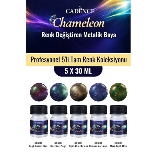 5X30ML Chameleon Renk Değiştiren Metalik Boya - Profesyonel 5'li Tam Renk Koleksiyonu