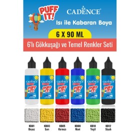 6X90ML Kooky Puff It Kabaran Boya 6'lı Gökkuşağı ve Temel Renkler Seti