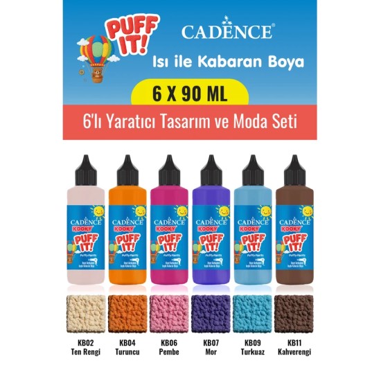 6X90ML Kooky Puff It Kabaran Boya 6'lı Yaratıcı Tasarım ve Moda Seti