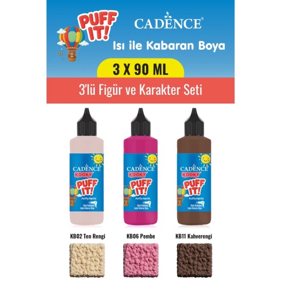 3X90ML Kooky Puff It Kabaran Boya 3'lü Figür ve Karakter Seti