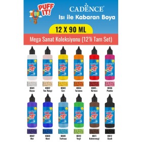 12X90ML Kooky Puff It Kabaran Boya Mega Sanat Koleksiyonu (12 Renk Tam Set)