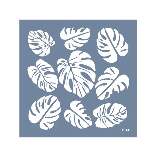 Evimde Hobi EHB01 Yaprak Desen Stencil 25x25cm | Evimde Hobi